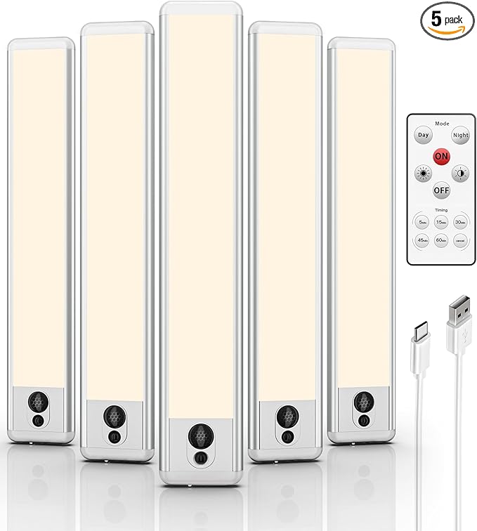 Wireless Motion Sensor Cabinet Lights - Rechargeable Dimmable Under Cabinet Lighting