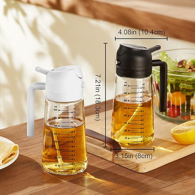 2-in-1 Oil Sprayer and Dispenser Bottle - Mess-Free Kitchen Oil Control